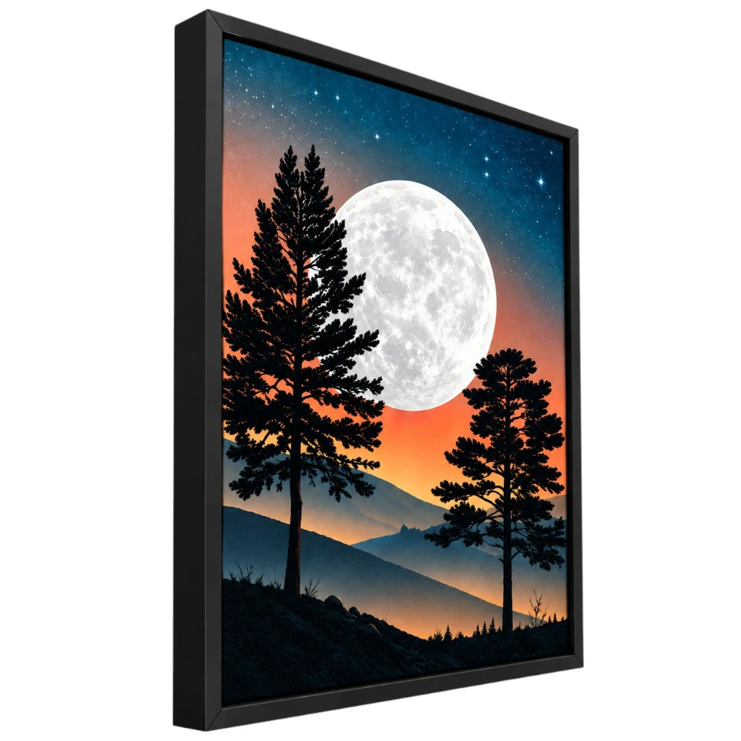 Motam Framed Moon Forest Landscape Wall Art Print