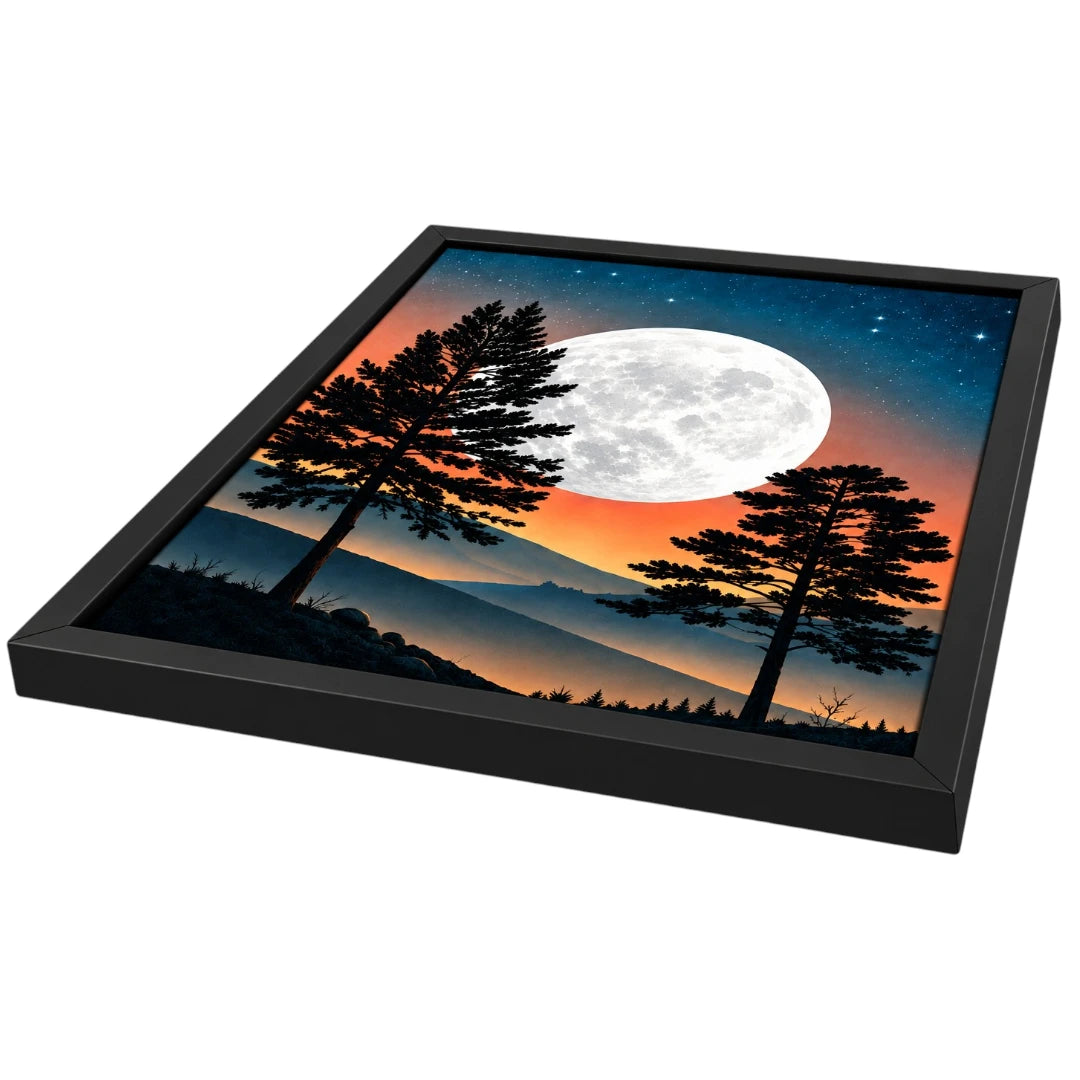 Motam Framed Moon Forest Landscape Wall Art Print