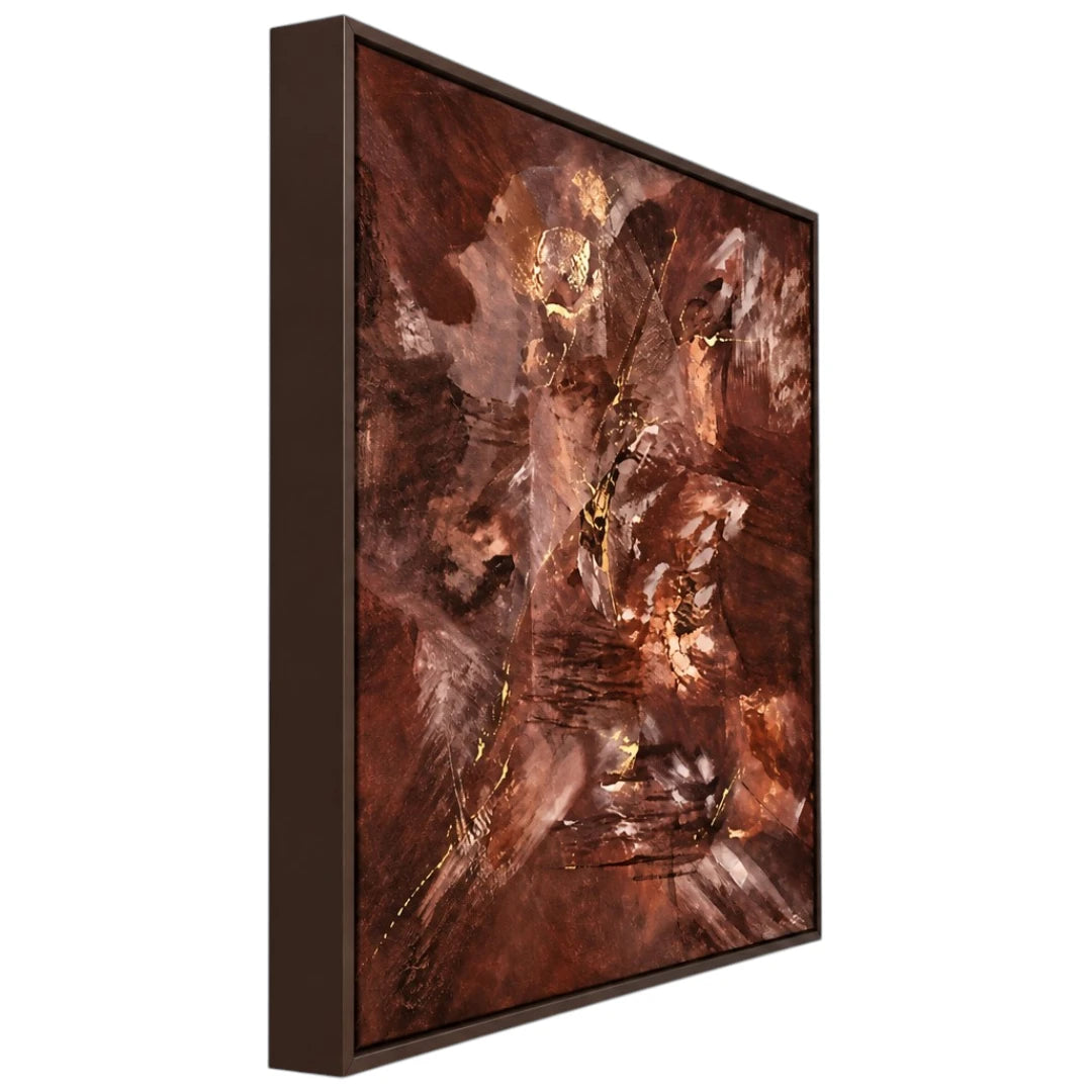 Motam Abstract Brown Gold Textured Framed Wall Art