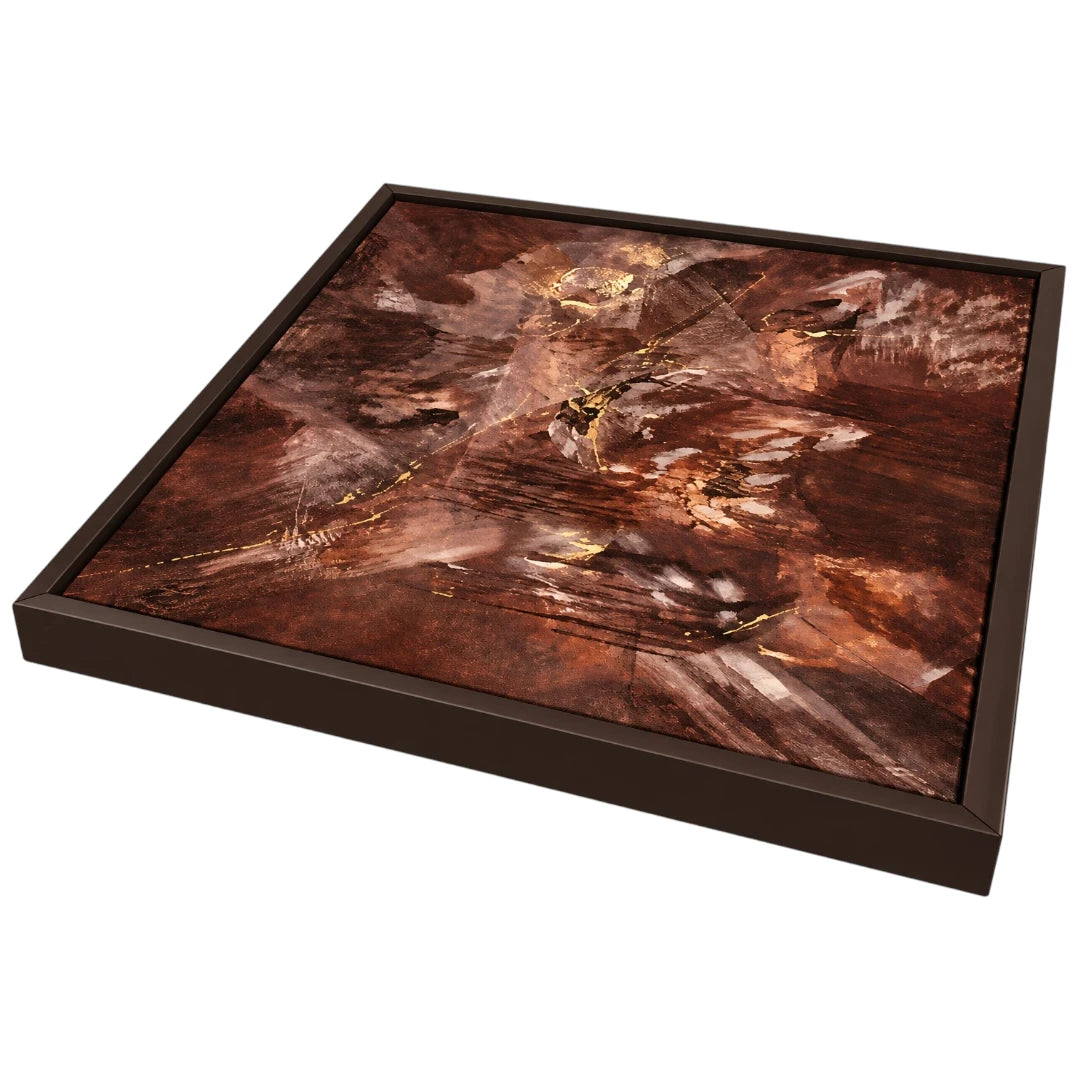 Motam Abstract Brown Gold Textured Framed Wall Art