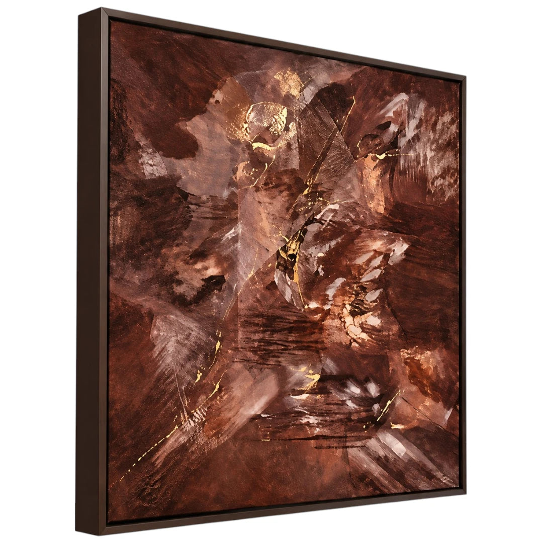 Motam Abstract Brown Gold Textured Framed Wall Art