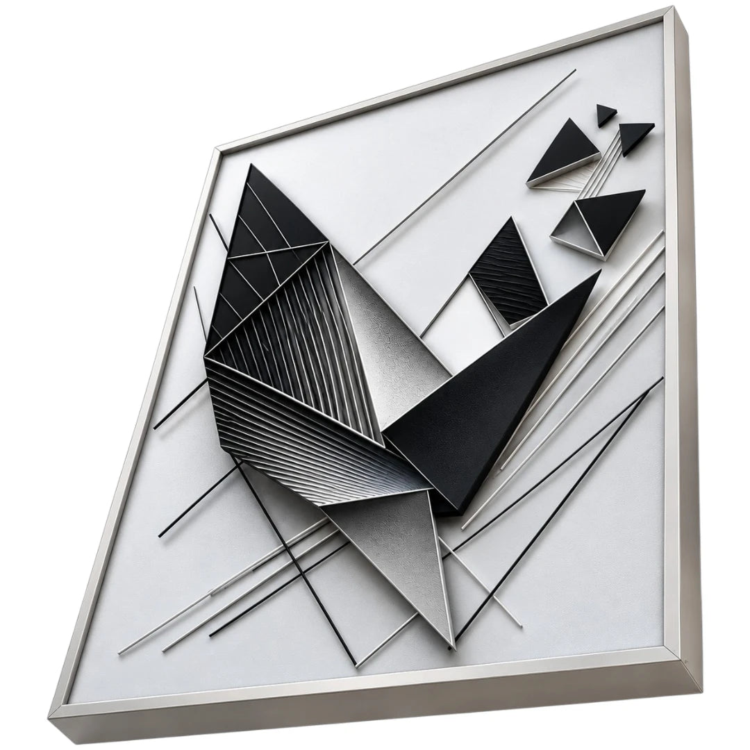 Motam Black Silver Geometric Abstract Framed Wall Art