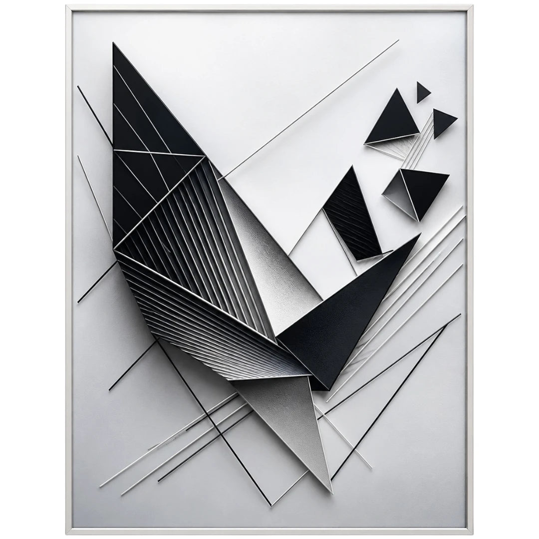 Motam Black Silver Geometric Abstract Framed Wall Art