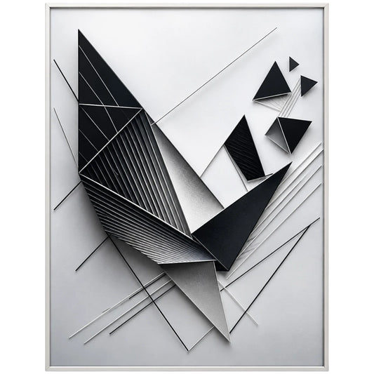 Motam Black Silver Geometric Abstract Framed Wall Art