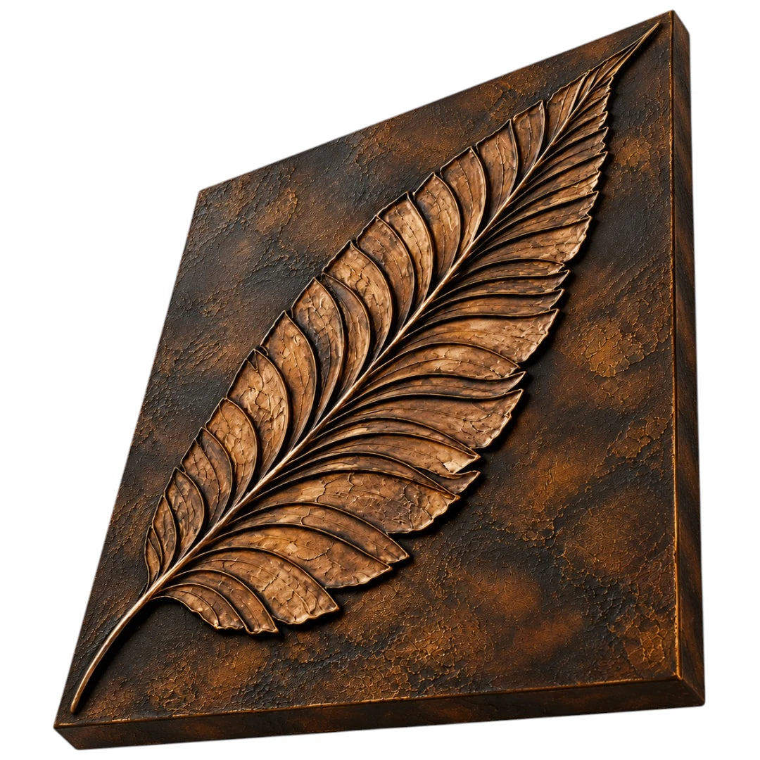 Motam Bronze Leaf Textured Metal Wall Art Decor