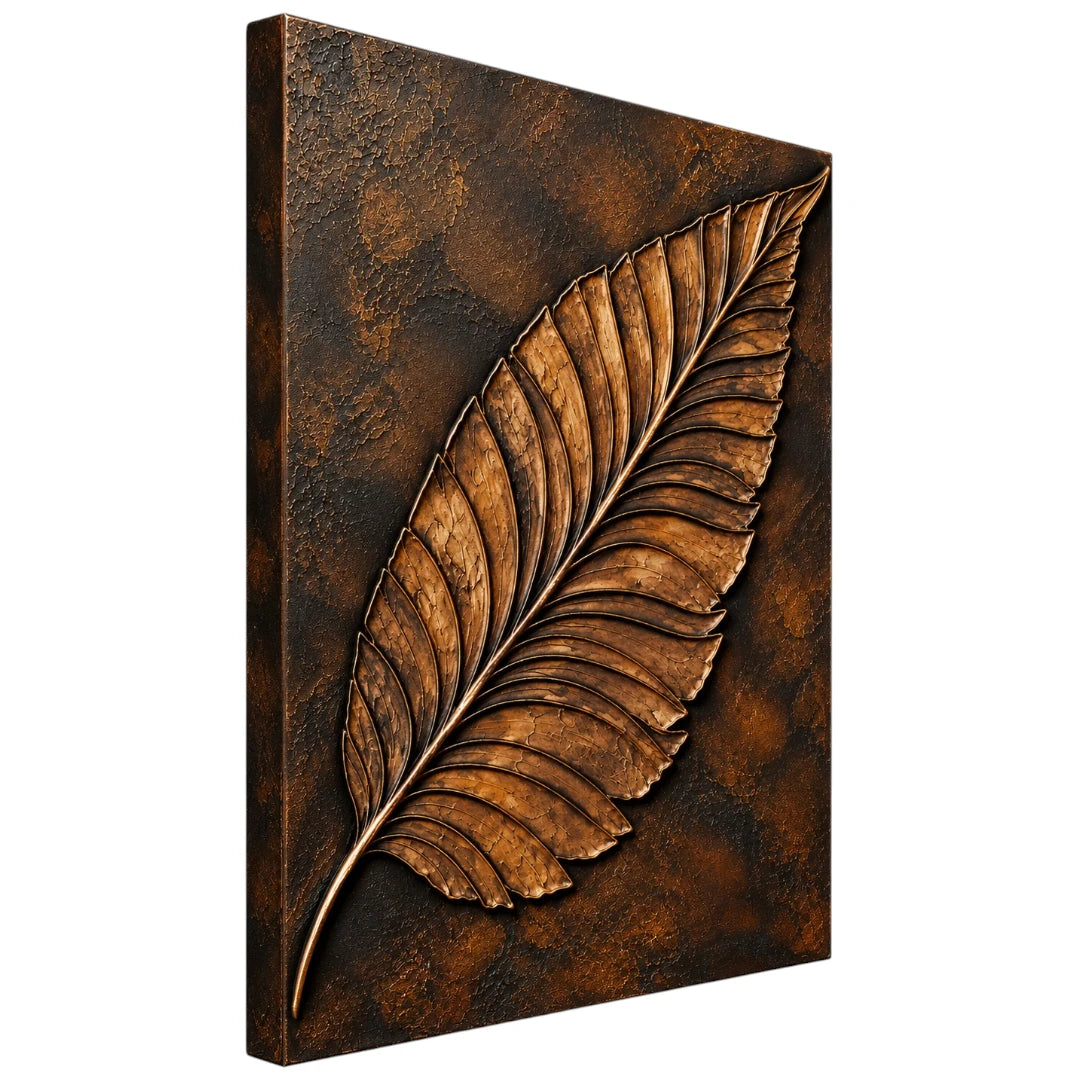 Motam Bronze Leaf Textured Metal Wall Art Decor